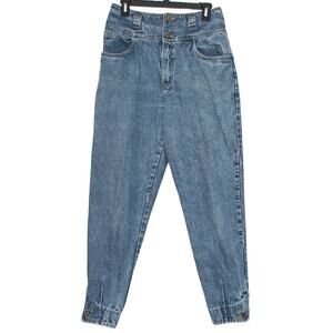 Vintage 90s High Rise Tapered Mom Jeans Blue 13 Normcore Retro Grunge Workwear